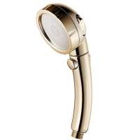 new design 360 Degree golden handheld xiamen shower head abs 3 functions pressure increase shower head with stop water key