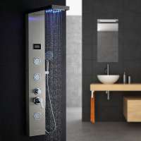 ROVATE LED  Shower Panel 3 Body Massage wall mounted 304 Stainless Steel  Shower System and 5-Function Hand Shower