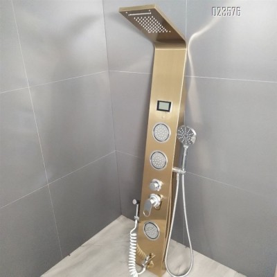 Titanium Golden Finish Stainless Steel LED Intelligent Bathroom Digital Bathroom Shower Panel