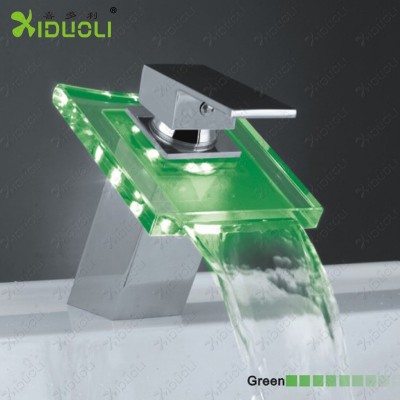 Bathroom fittings LED glass waterfall basin faucet