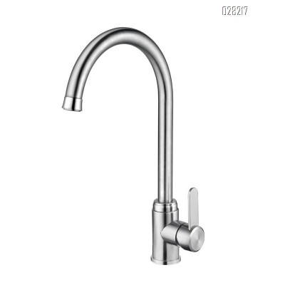 Deck mounted 304 stainless steel sink mixer pull down sprayer high arc kitchen faucet