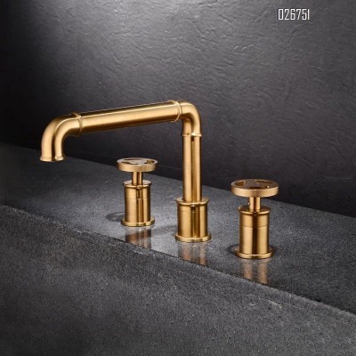 three hole basin mixer jade gold basin hand washing faucet